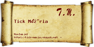 Tick Mária névjegykártya