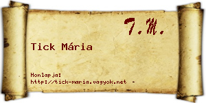 Tick Mária névjegykártya